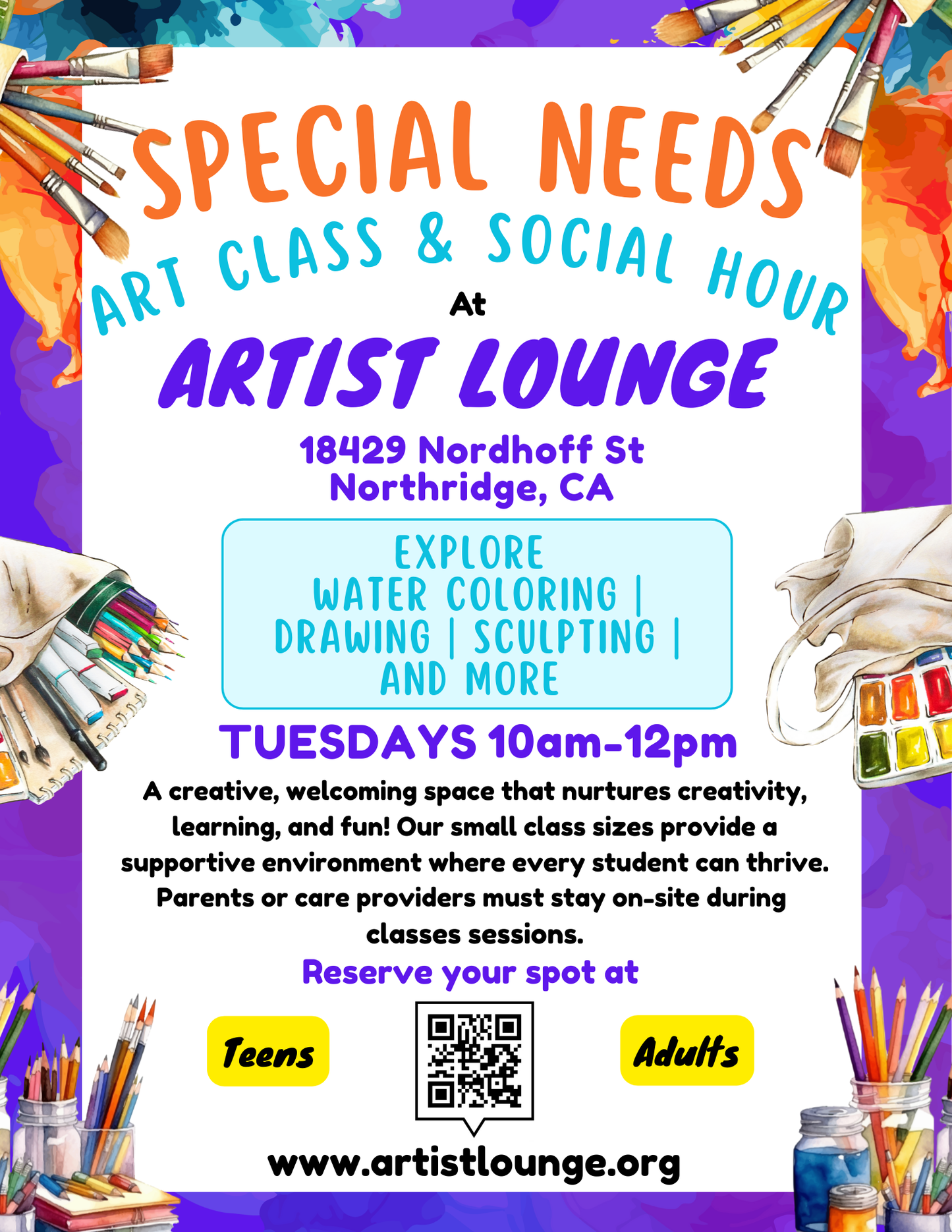 Special Needs Art Class and Social Hour
