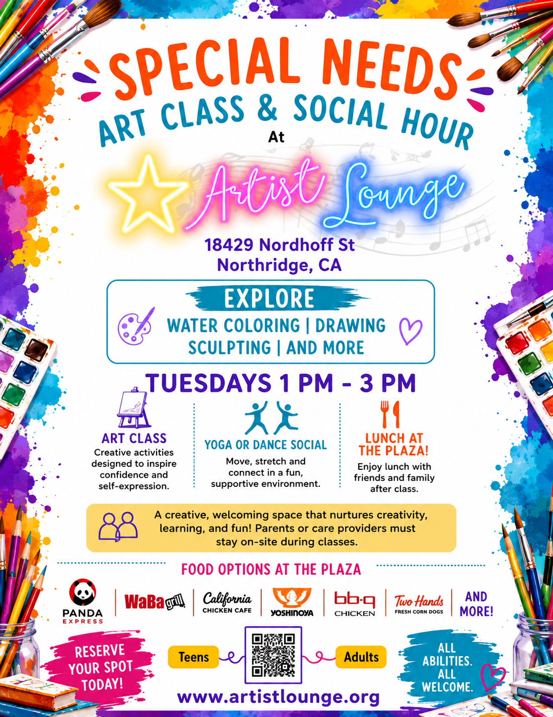 Autistic & Special Needs Art Classes and Social Hour